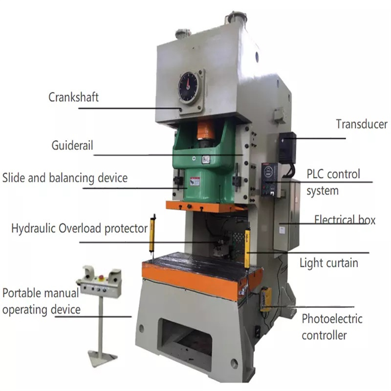 Precision Uchel Niwmatig Crank Sengl Stampio Power Press Dyrnio Machine